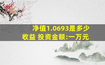 净值1.0693是多少收益 投资金额:一万元